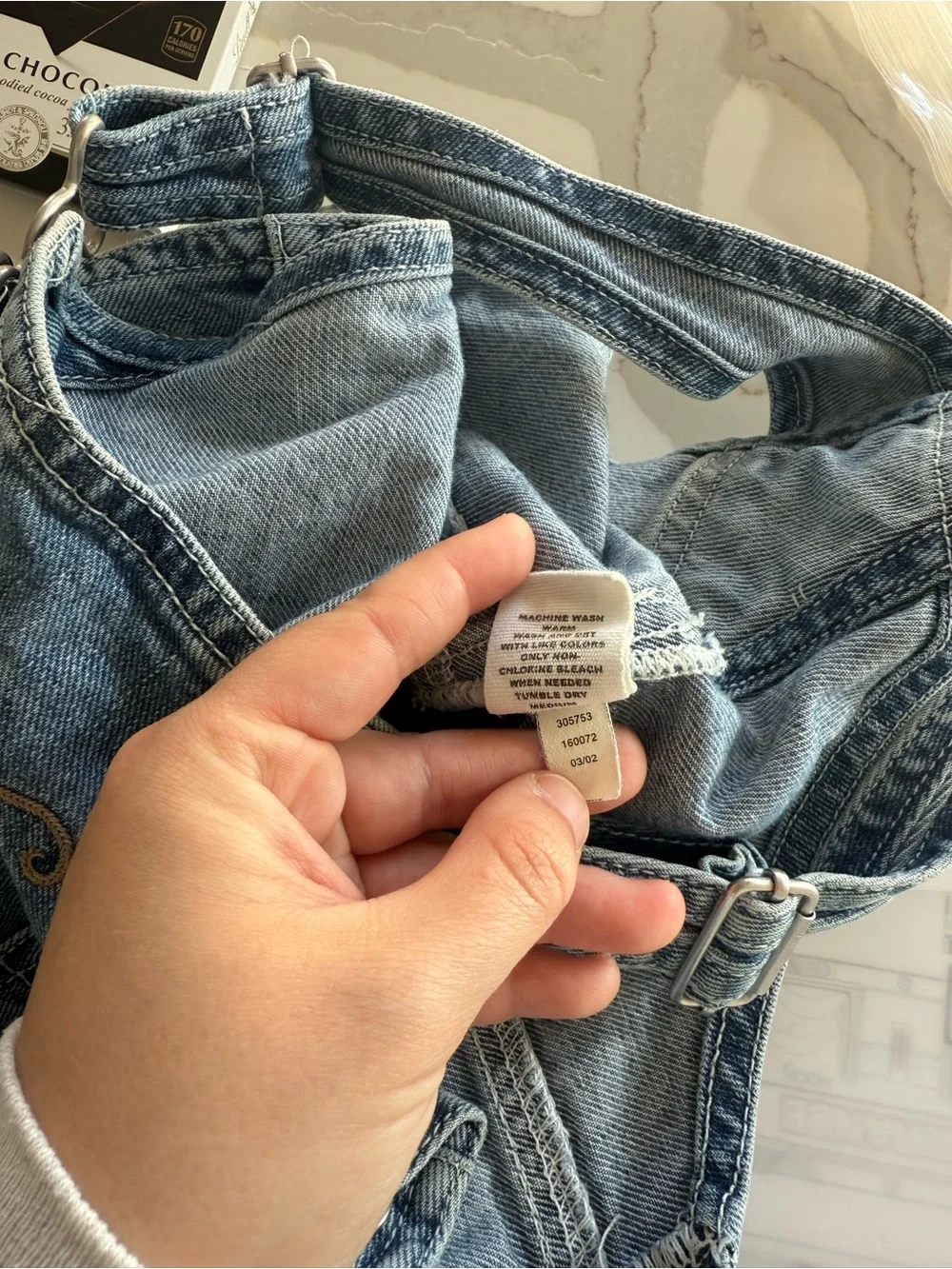 Vintage Y2K Baby Gap Denim Jean Butterfly Embroidered Overall Pants 18-24 Months